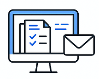 Envelope and checklist on screen – symbol of administrative management